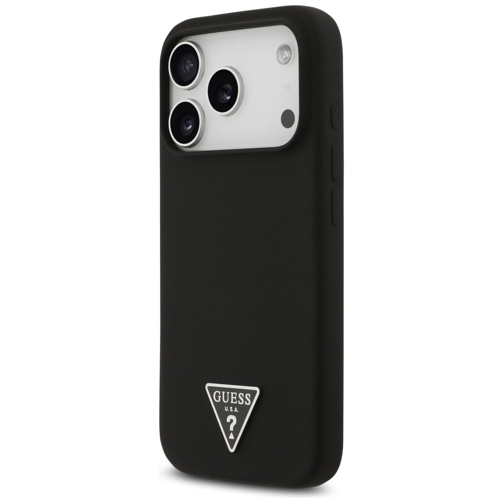 iPhone 17 Pro Guess silikoninis dėklas su trikampiu logotipu ir MagSafe - juodas 1 iPhone 17 Pro Guess silikoninis dėklas su trikampiu logotipu ir MagSafe - juodas 1