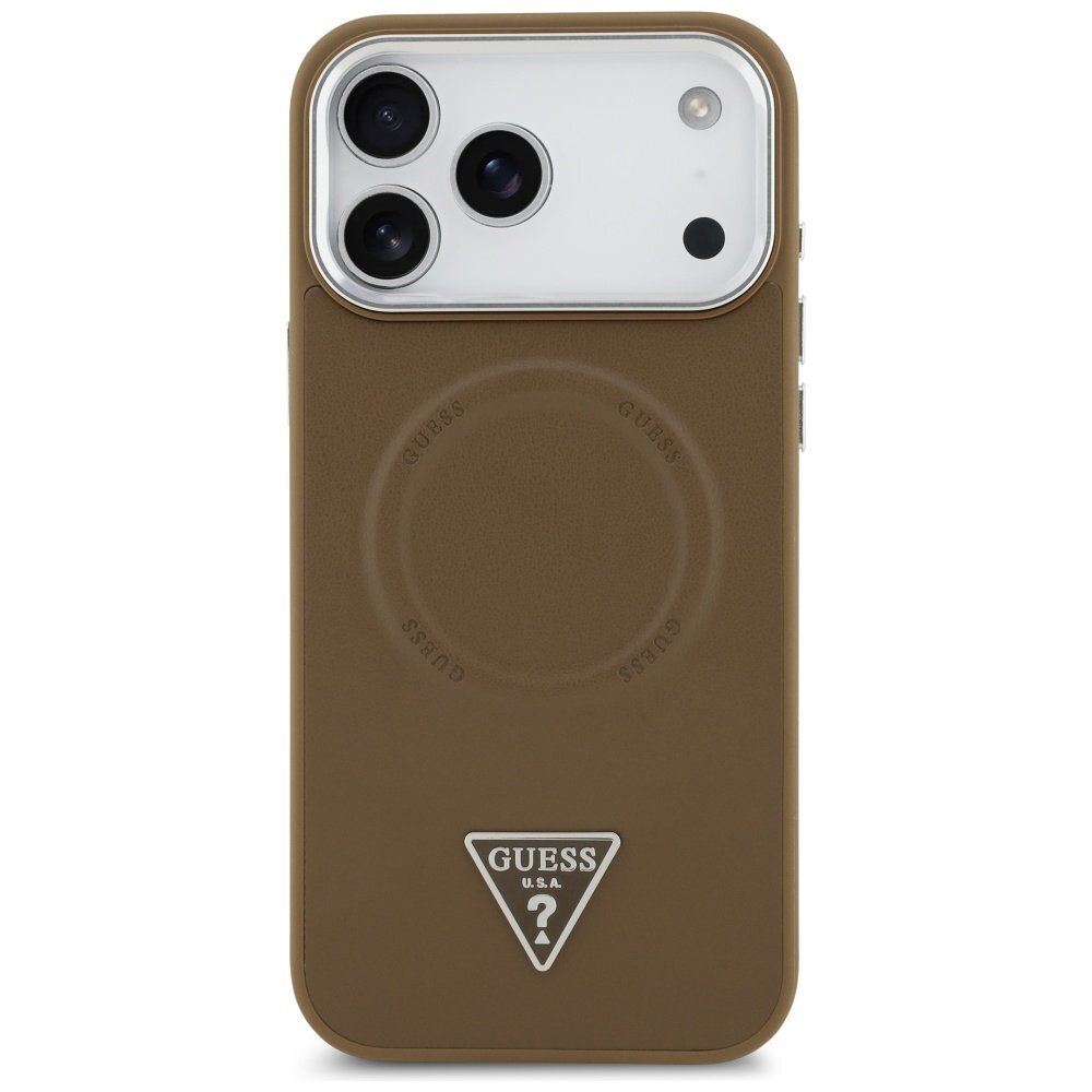 iPhone 17 Pro Guess Triangle Logo MagSafe dėklas – rudas 2
