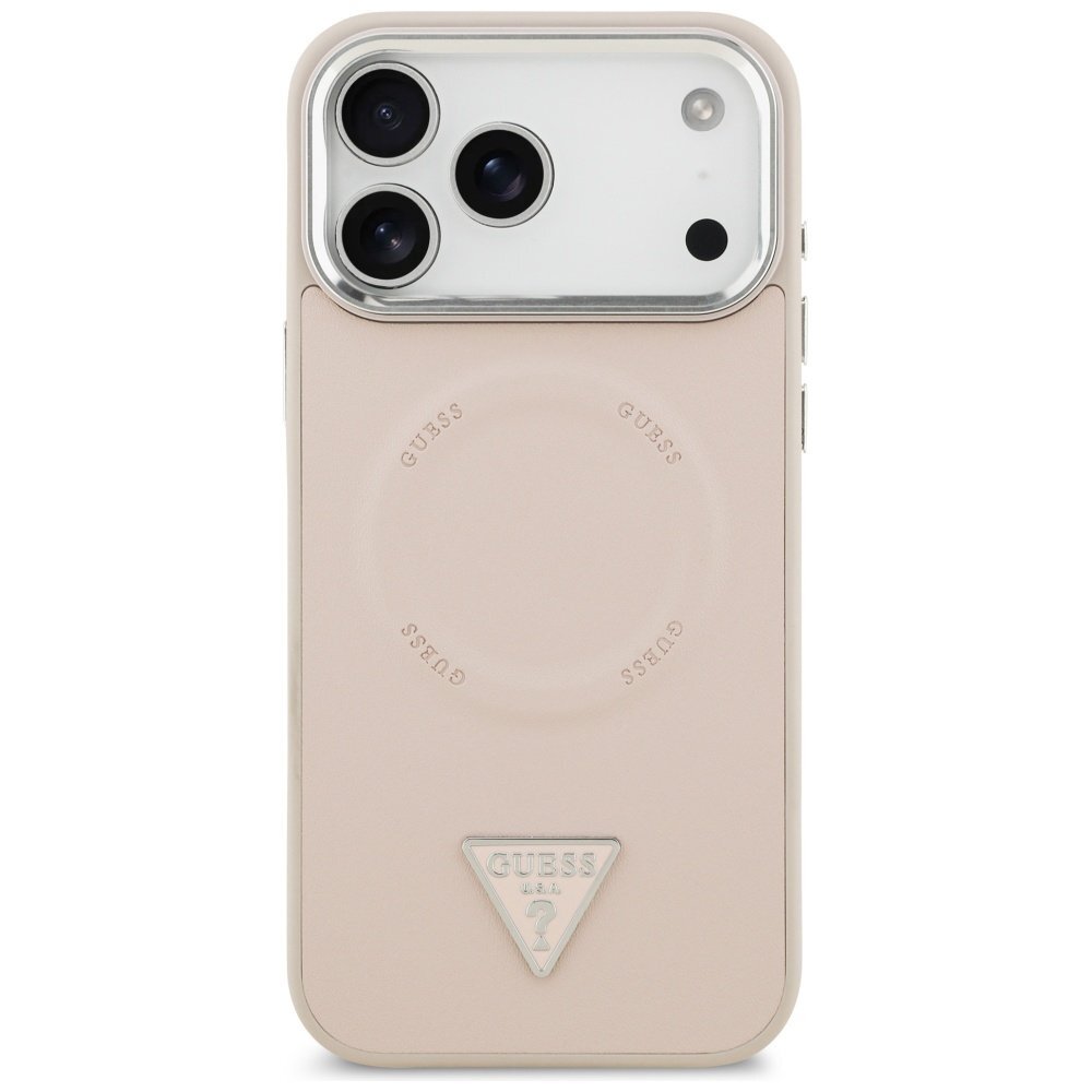 iPhone 17 Pro Guess Triangle Logo MagSafe dėklas – rožinis 2 iPhone 17 Pro Guess Triangle Logo MagSafe dėklas – rožinis 2