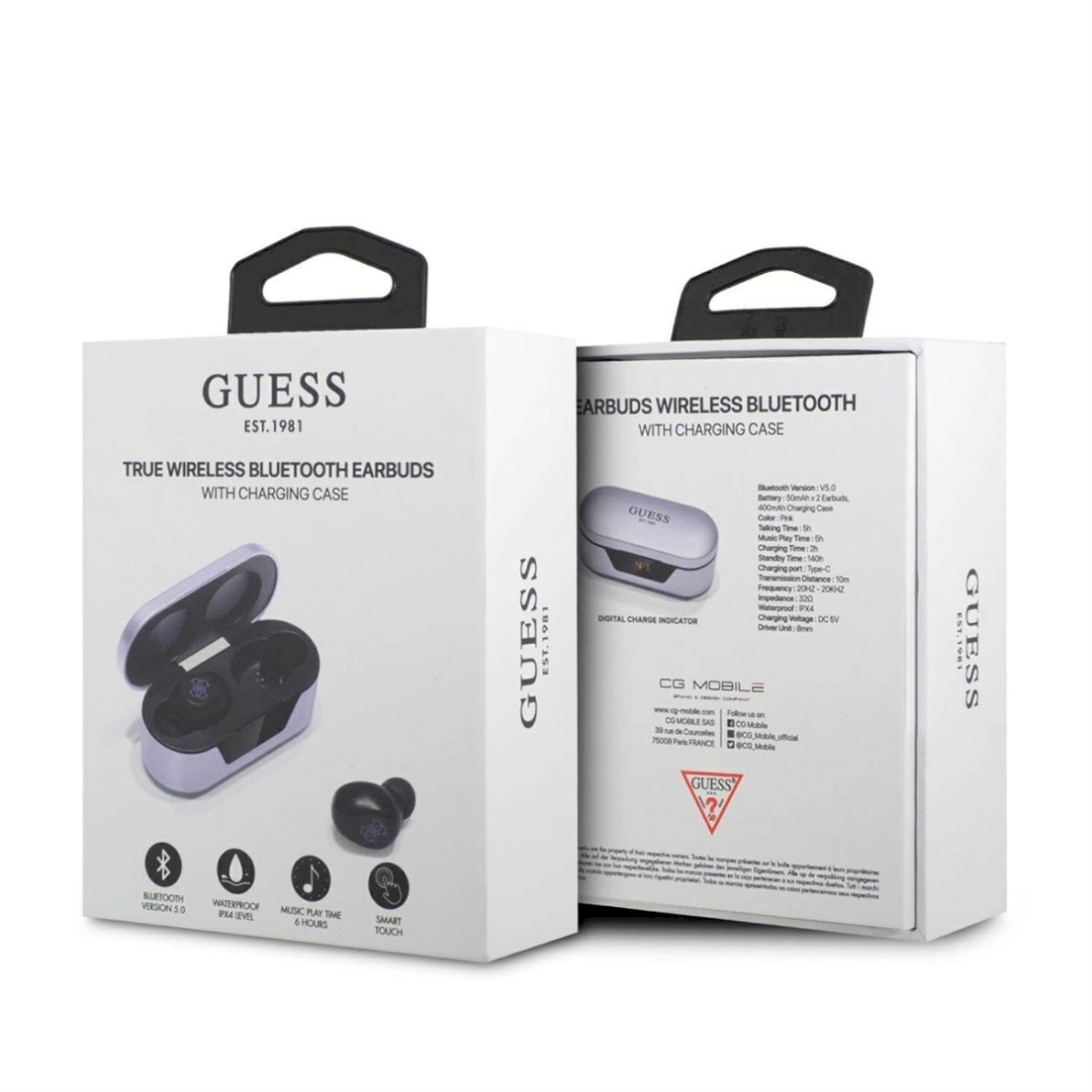 Guess GUTWST31EU TWS bluetooth ausinės + docking station Violetinės 4 Guess GUTWST31EU TWS bluetooth ausinės + docking station Violetinės 4