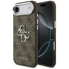 iPhone 17 Air Guess 4G Big Classic Logo dėklas – rudas / sidabrinis