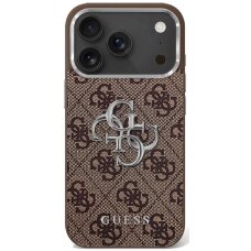 iPhone 17 dėklas Guess 4G Big 4G Classic Logo – rudas ir sidabrinis