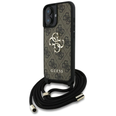 Guess 4G Big Logo Cord Stap Crossbody Dėklas skirtas iPhone 16 Rudas