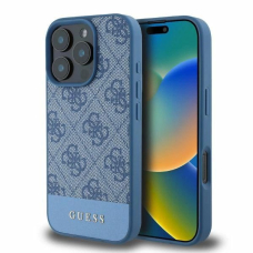iPhone 16 Pro Max Guess 4G Bottom Stripe dėklas - mėlynas