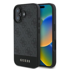 Guess 4G Bottom Stripe iPhone 16 Dėklas - Pilkas