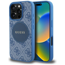 iPhone 16 Pro – Guess 4G Circle Classic Logo MagSafe dėklas - Mėlynas