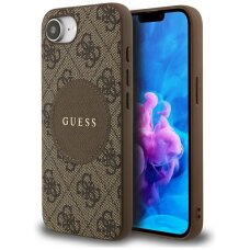 iPhone 16e Guess 4G Circle Classic Logo MagSafe dėklas – rudas