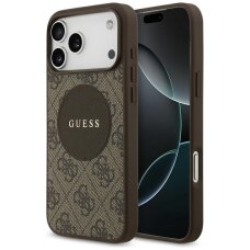iPhone 17 Pro Max Guess 4G Circle Classic Logo dėklas su MagSafe – rudas