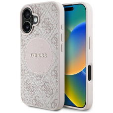 iPhone 16 – Guess 4G Circle Classic Logo MagSafe dėklas - Rožinis