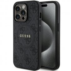 Originalus Guess dėklas 4G Collection Leather Metal Logo MagSafeiPhone 14 Pro - Juodas