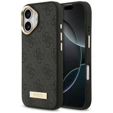 iPhone 17 Guess 4G Logo Plate MagSafe dėklas – juodas