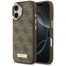 iPhone 17 Guess 4G Logo Plate MagSafe dėklas – rudas