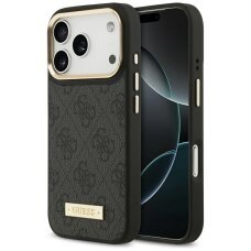 iPhone 17 Pro Guess 4G Logo Plate MagSafe dėklas – juodas