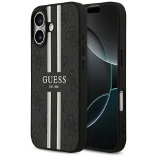 iPhone 17 Guess 4G Printed Stripes MagSafe dėklas – juodas