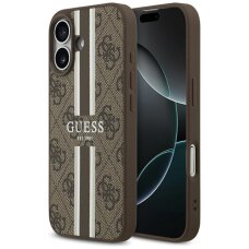 iPhone 17 Guess 4G Printed Stripes MagSafe dėklas – rudas
