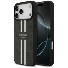 iPhone 17 Pro Max Guess 4G Printed Stripes MagSafe dėklas – juodas