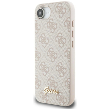 Guess 4G Script Logo MagSafe iPhone 16e Dėklas - Rožinis