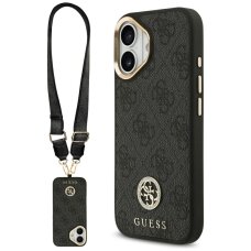 iPhone 17 Guess 4G Strass Logo & Big Strap Metal Buttons MagSafe dėklas – juodas