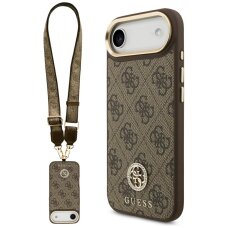 iPhone Air Guess 4G Strass Logo & Big Strap Metal Buttons MagSafe dėklas – rudas