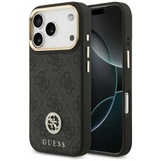 iPhone 17 Pro dėklas Guess 4G Strass Logo su MagSafe – juodas