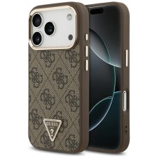 iPhone 17 Pro dėklas Guess 4G Triangle Logo, MagSafe – rudas ir auksinis