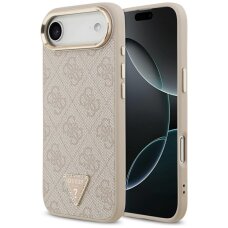iPhone Air dėklas Guess 4G Triangle Logo, MagSafe – rožinis auksas