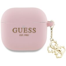 AirPods 4 Guess silikoninis 4G Charm dėklas – rožinis