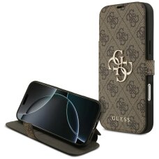 iPhone 17 Pro Max dėklas Guess Book 4G Metal Logo – rudas