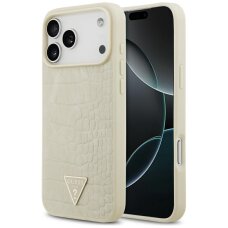 iPhone 17 Pro Max Guess Croco Triangle Logo MagSafe dėklas – auksinis