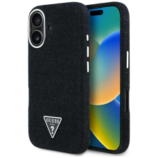 iPhone 16 – Guess Denim Triangle Logo MagSafe dėklas - Juodas