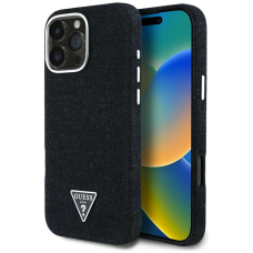 iPhone 16 Pro Max – Guess Denim Triangle Logo MagSafe dėklas - Juodas
