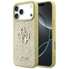 iPhone 17 Pro Max dėklas Guess Fixed Glitter Big 4G – auksinis