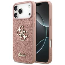 iPhone 17 Pro Max dėklas Guess Fixed Glitter Big 4G – rožinis