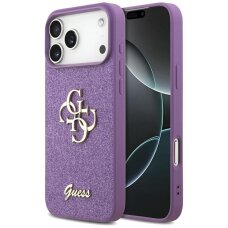 iPhone 17 Pro Max dėklas Guess Fixed Glitter Big 4G – violetinis