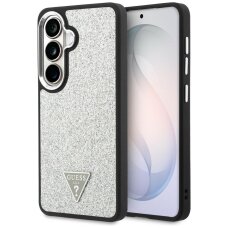 Samsung Galaxy S26+ Guess Fixed Glitter Triangle MagSafe dėklas – sidabrinis Samsung Galaxy S26+ Guess Fixed Glitter Triangle MagSafe dėklas – sidabrinis
