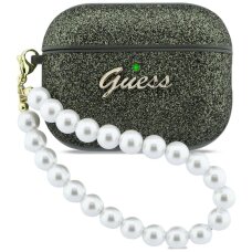 AirPods Pro 3 Guess Glitter Pearl Strap dėklas – juodas su blizgučiais AirPods Pro 3 Guess Glitter Pearl Strap dėklas – juodas su blizgučiais