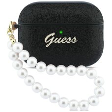 AirPods Pro 3 Guess Glitter Pearl Strap dėklas – juodas AirPods Pro 3 Guess Glitter Pearl Strap dėklas – juodas