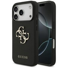 iPhone 17 Pro dėklas Guess Grained Big 4G & Classic Logo – juodas