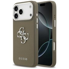 iPhone 17 Pro Max Guess Grained Big 4G Classic Logo dėklas – rudas