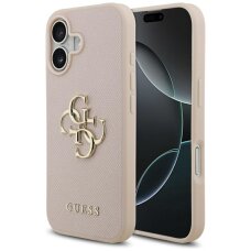 iPhone 17 dėklas Guess Grained Big 4G & Classic Logo – rožinis