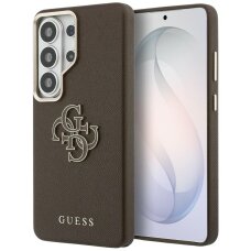 Samsung Galaxy S26 Ultra Guess Grained Big 4G Metal Logo dėklas – rudas