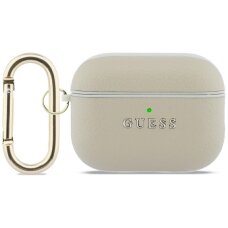 AirPods Pro 3 Guess Grained Classic Logo Hook dėklas – auksinis