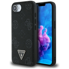 iPhone 16e – Guess Grained Hot Stamp Peony Triangle Logo MagSafe dėklas - Juodas