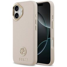 iPhone 17 Guess Grained Strass Logo MagSafe dėklas – rožinis iPhone 17 Guess Grained Strass Logo MagSafe dėklas – rožinis