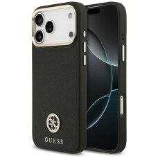 iPhone 17 Pro Max dėklas Guess Grained Strass Logo, MagSafe – juodas