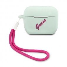 Dėklas Guess GUACAPLSVSBF Silicone Vintage AirPods Pro Ausinių Dėklas melsvas