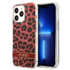 Dėklas Guess Leopard GUHCP13LHSLEOR iPhone 13 Pro Raudonas