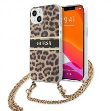 Originalus Guess dėklas GUHCP13SKBCLE iPhone 13 mini 5,4" Leopard Gold Strap