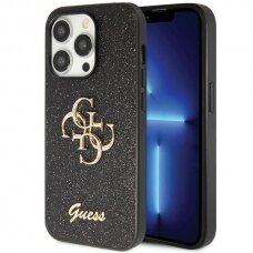 Originalus dėklas Guess GUHCP14LHG4SGK case skirta iPhone 14 Pro - Juodas Glitter Script Big 4G