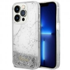 Dėklas Guess Liquid Glitter Marble GUHCP14LLCSGSGH iPhone 14 Pro Baltas